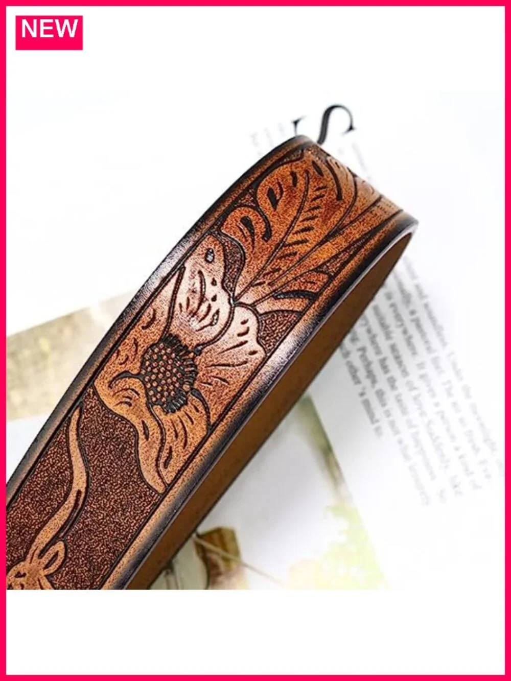 Western Cowgirl Leather Belt Turquoise Oval Buckle Embossed Faux Leather